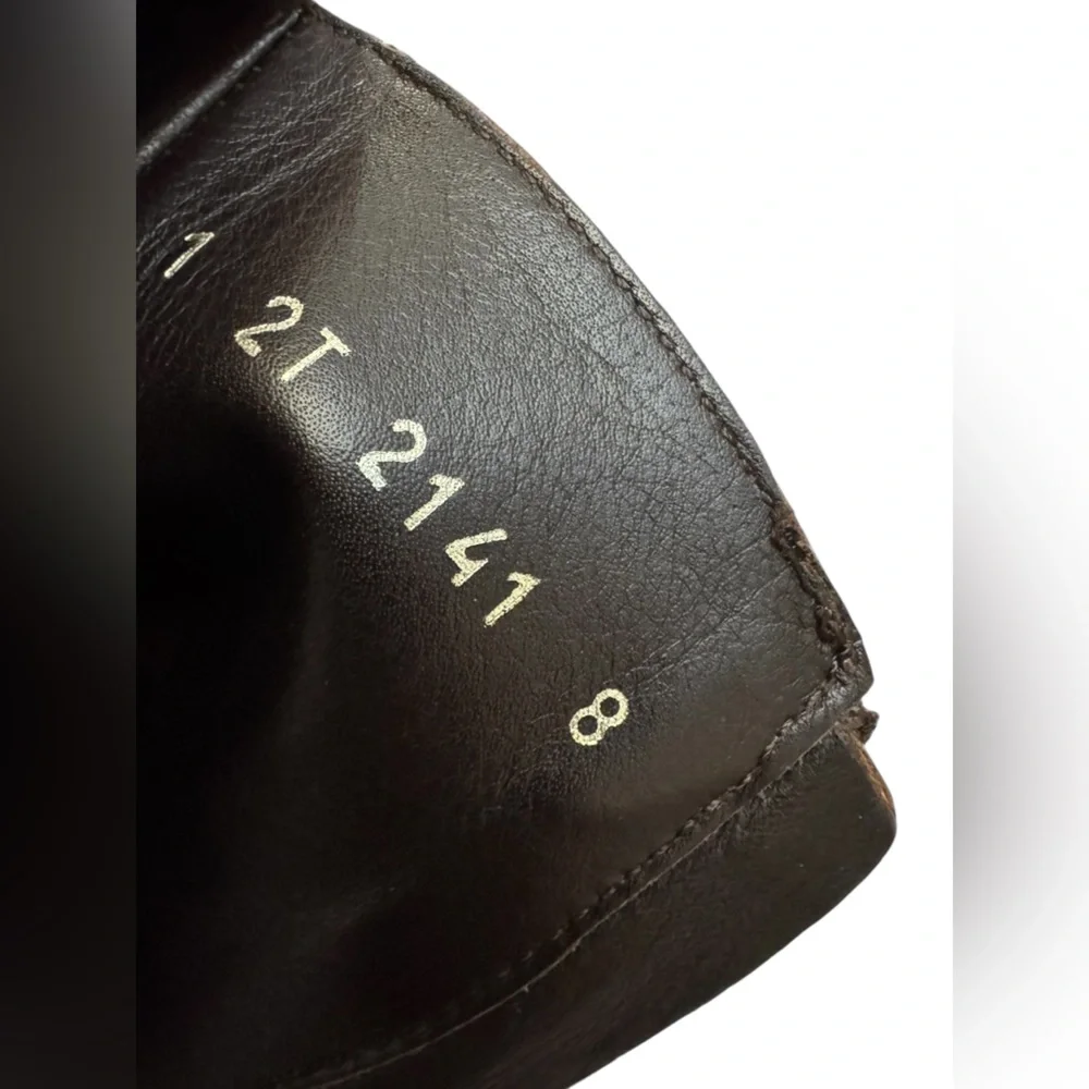 Prada Brown Leather Ankle Boots Brogue Detail Size 8